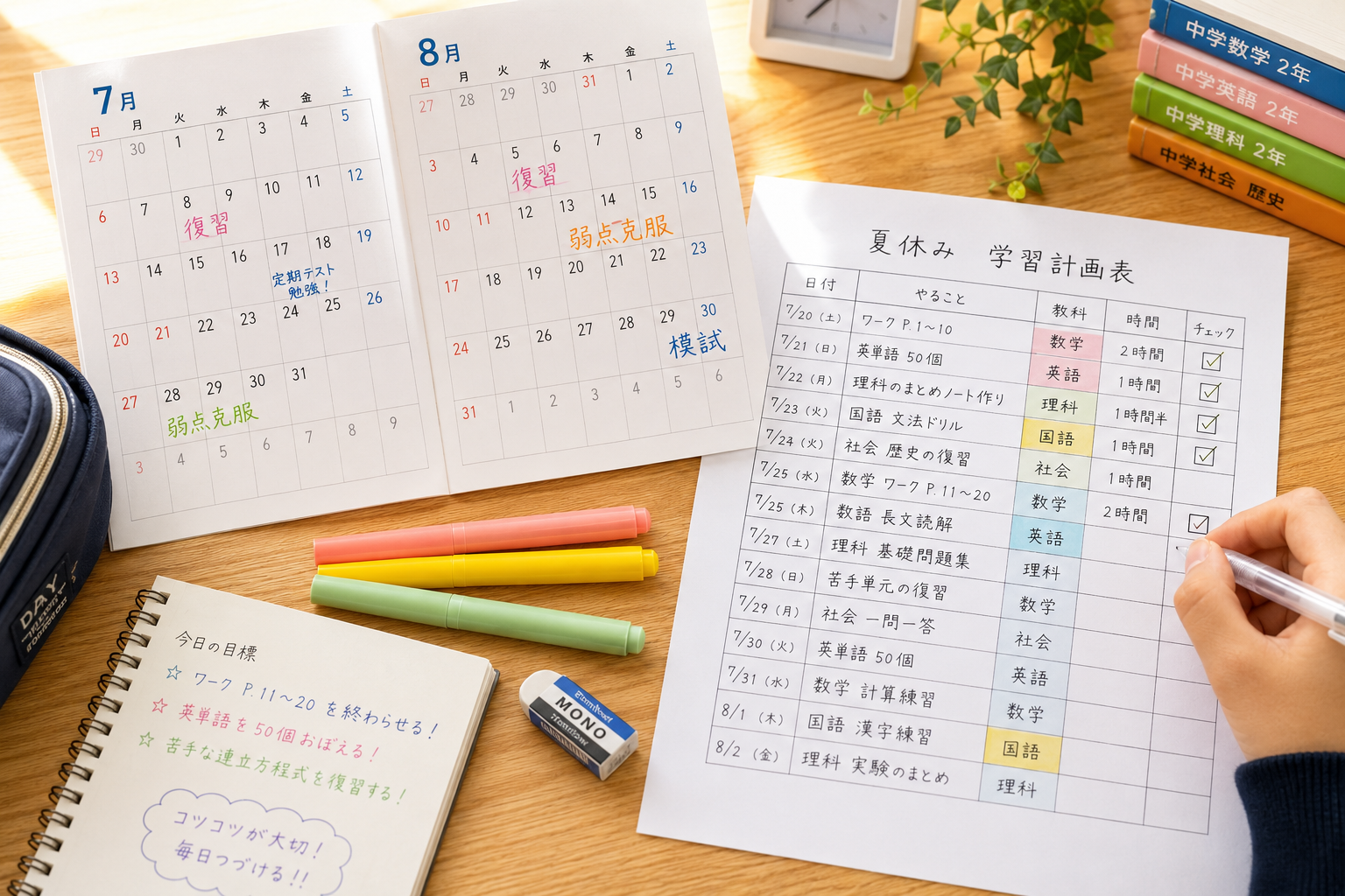 中1は基礎固め、中2は積み上げの確認──学年別・夏休みの学習ポイント
